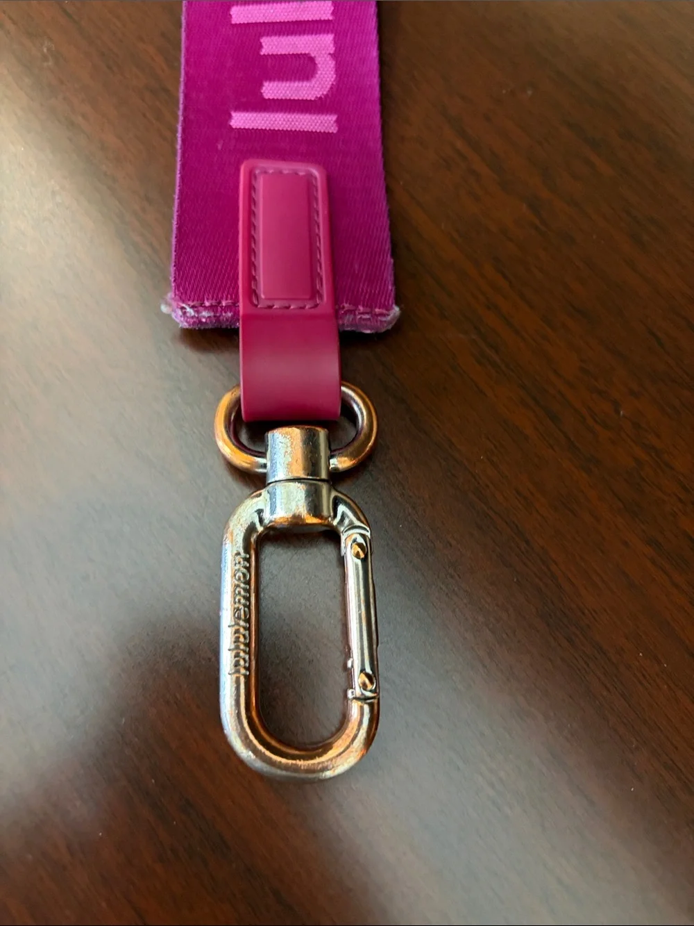 lululemon athletica Maroon and Pink Key Fob Wristlet keychain holder wine color
